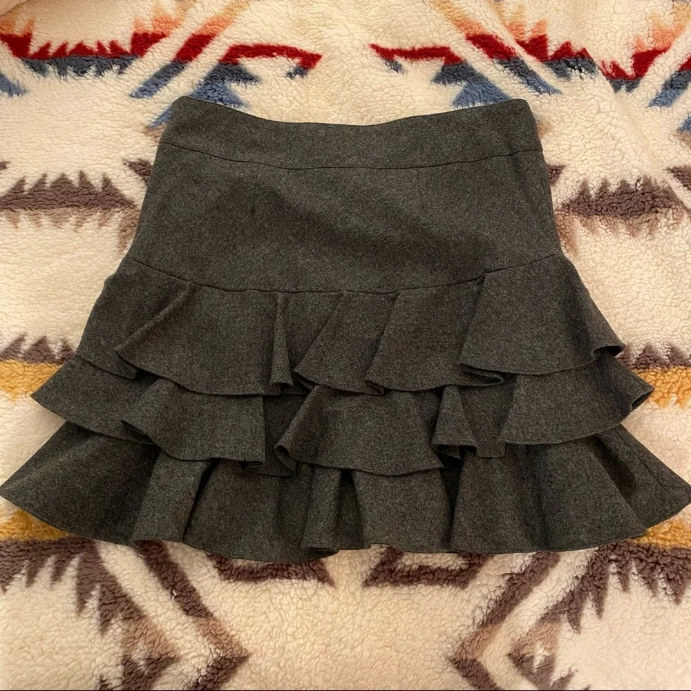 Ralph Lauren Rugby charcoal gray wool ruffle skirt - Picture 2 of 6